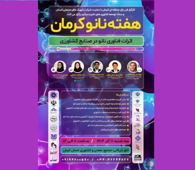 برگزاری چهارمین روز از «هفته نانو استان کرمان»، با محوریت «اثرات فناوری نانو حباب در صنایع کشاورزی»